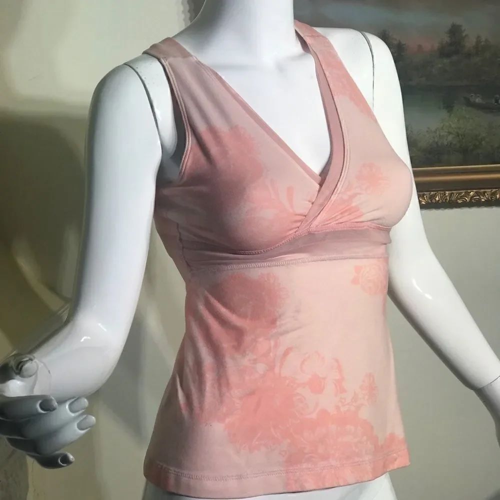 Lululemon Racer Back Pink Print & Mesh Running Top - Picture 3 of 7